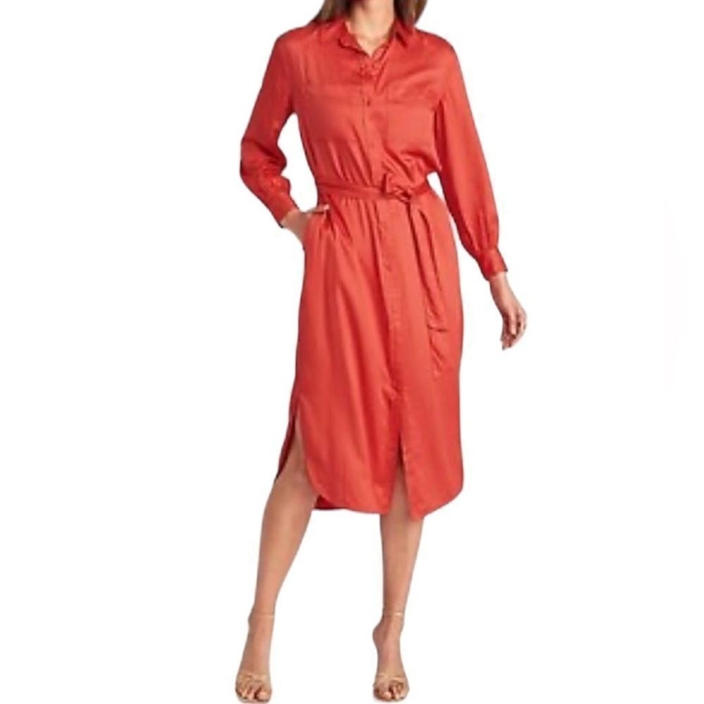 NWT Old Navy Button down Shirt Dress womens Sz M Coral beach vacation office